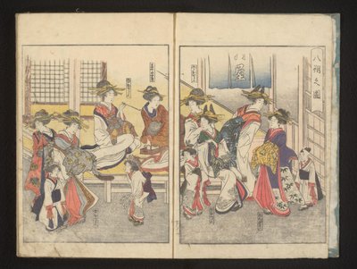 Courtisanes in een kamer door Kitagawa Utamaro