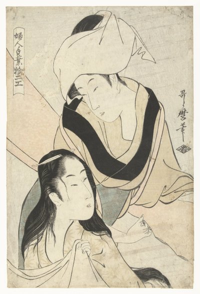 Doeken spannen door Kitagawa Utamaro