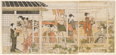 Kleren drogen (Monohoshi) door Kitagawa Utamaro