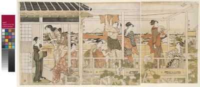Kleren drogen door Kitagawa Utamaro