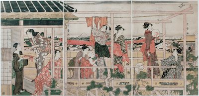 Kleren drogen door Kitagawa Utamaro