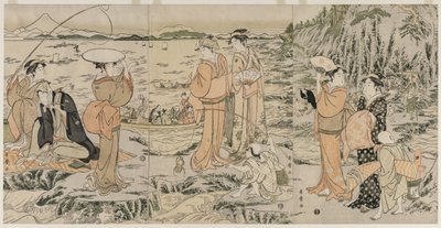Vissen op de Snijplankrots bij Enoshima door Kitagawa Utamaro