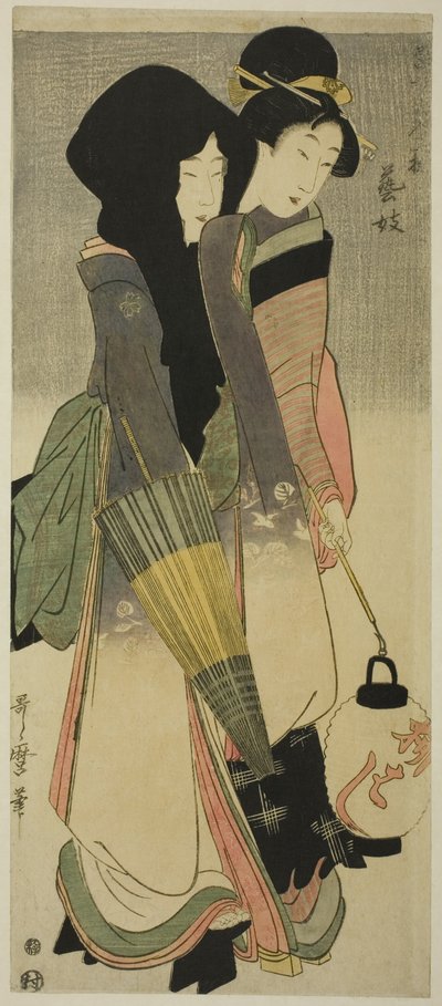 Geisha (Geigi), uit de serie "Drie vermakelijkheden van hedendaagse schoonheden" ("Tosei bijin san
