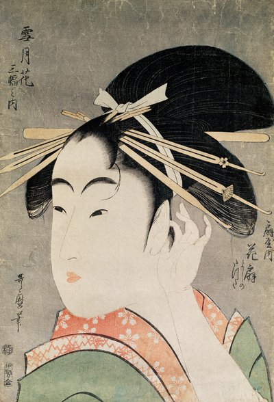 Hoofd van een vrouw door Kitagawa Utamaro