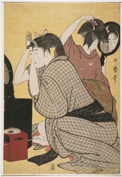 Kami-yui, Haar Kammen door Kitagawa Utamaro