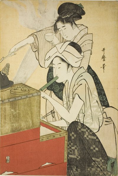 Keukenscène door Kitagawa Utamaro
