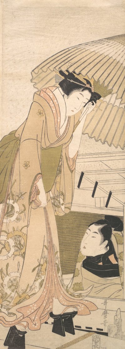 Aanlegsteiger in de Sneeuw Yuki no sanbashi, 1800 door Kitagawa Utamaro