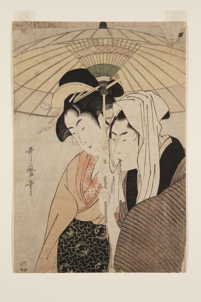 Man en Vrouw Onder een Paraplu door Kitagawa Utamaro