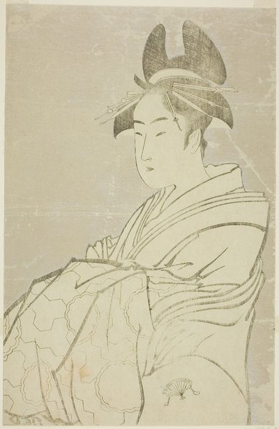 Miyahito van de Ogiya, Wiens Assistenten Tsubaki en Shirabe Zijn (Ogiya uchi Miyahito, Tsubaki, Shirabe) door Kitagawa Utamaro