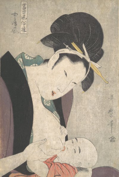 Moeder en kind, ca. 1790 door Kitagawa Utamaro