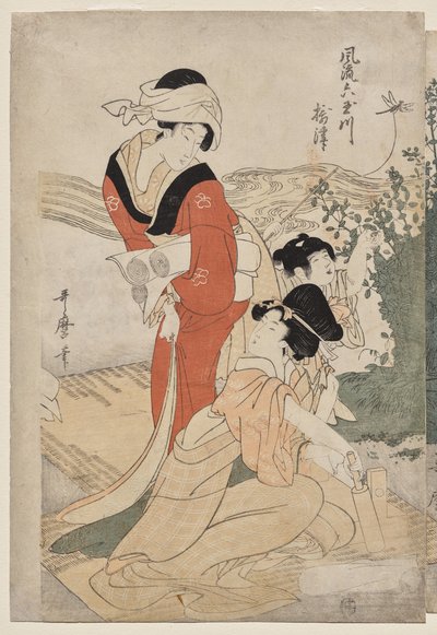 Musashi provincie uit de serie Modieuze zes juweelrivieren door Kitagawa Utamaro