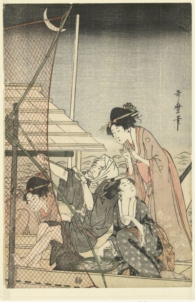 Nachtelijke visvangst door Kitagawa Utamaro