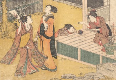 Nieuwjaars Spellen, uit het gedrukte boek Bloemen van de Vier Seizoenen, 1801 door Kitagawa Utamaro