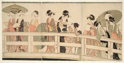 Boven en onder de Ryogoku-brug (Ryogokubashi no ue, shita) door Kitagawa Utamaro