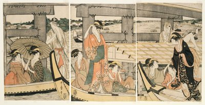 Boven en Onder de Ryogoku Brug (Ryogokubashi no ue, shita) door Kitagawa Utamaro