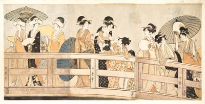 Op en onder de Ryogoku-brug, ca. 1800 door Kitagawa Utamaro