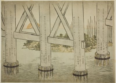 Pilaren van de Eitai-brug door Kitagawa Utamaro