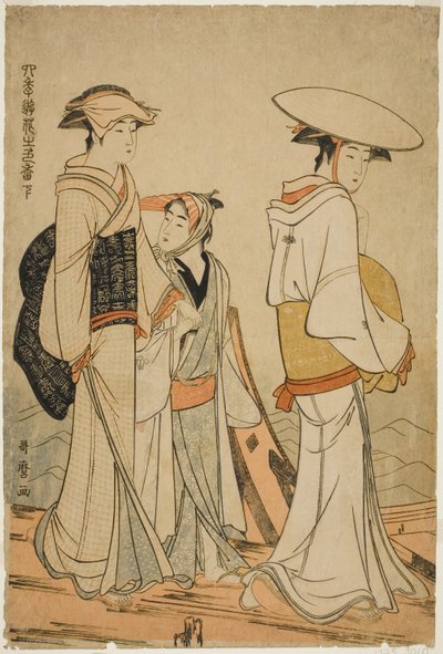 Pleziertjes van de vier seizoenen: Kleuren en geuren van bloemen, links (Shiki no asobi hana no iroka, ge) door Kitagawa Utamaro
