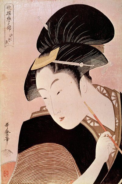 Portret van een vrouw Japanse prent door Utamaro Kitagawa door Kitagawa Utamaro