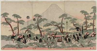 Processie aan de Voet van de Fuji-berg door Kitagawa Utamaro