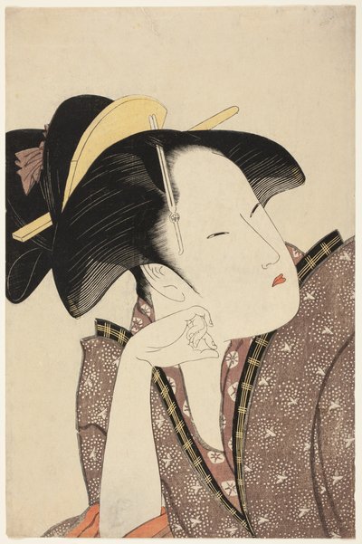Reflecterende liefde, uit de serie "Anthologie van gedichten: Het liefdesgedeelte" door Kitagawa Utamaro