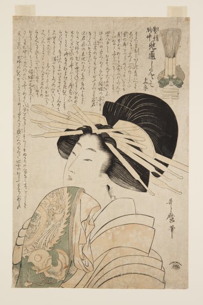 Sakikusa van de Daimonjiya, kamuro Mitsuba en Yotsuba door Kitagawa Utamaro