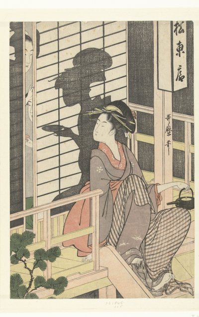 Serveerster van het Matsu Higashiya theehuis door Kitagawa Utamaro