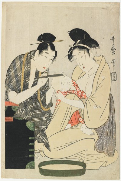 Een jongen scheren, Edo-periode, ca.1801 door Kitagawa Utamaro