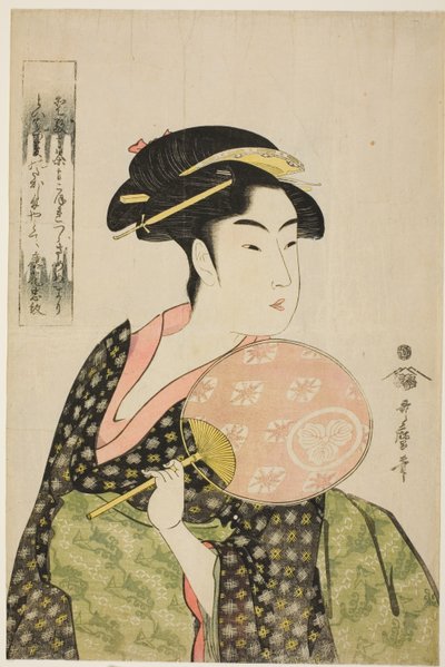 Takashima Ohisa door Kitagawa Utamaro