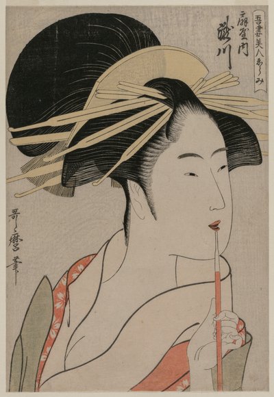 Takigawa van de Ōgiya uit de serie Een Selectie van Oosterse Schoonheden door Kitagawa Utamaro