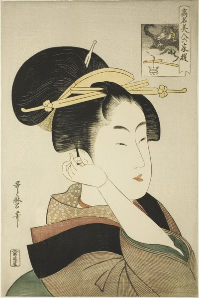 Tatsumi Roko, uit de serie Beroemde schoonheden vergeleken met de zes onsterfelijke dichters door Kitagawa Utamaro