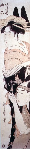 De courtisane Agemaki en haar minnaar Sukeroku, c.1797-98 (kleur houtsnede) door Kitagawa Utamaro