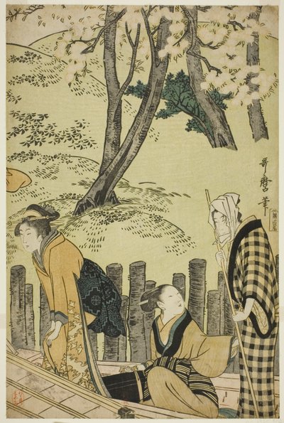 De Oever bij Mimeguri door Kitagawa Utamaro