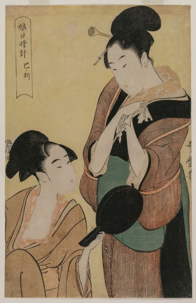 Het Uur van de Slang (uit de serie Een Klok voor Jonge Vrouwen) door Kitagawa Utamaro