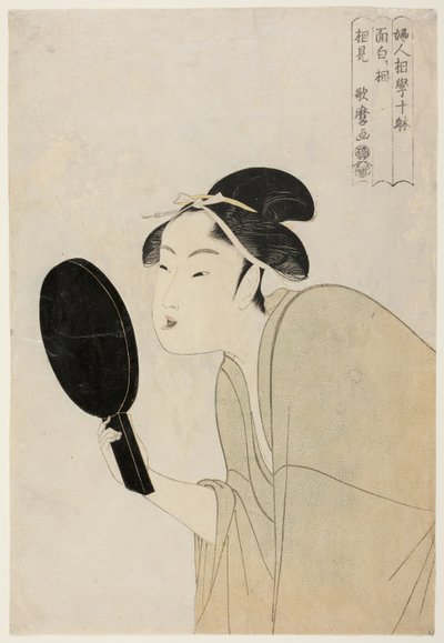 Het Interessante Type (Omoshiroki so), uit de serie "Tien Typen in de Fysiognomische Studie van Vrouwen" ("Fujin sogaku juttai") door Kitagawa Utamaro