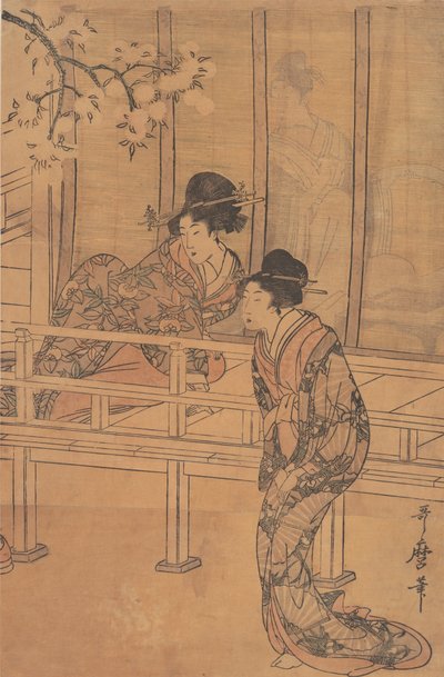 De Dame van Rokujo wordt Bezocht door de Prinses Aoi door Kitagawa Utamaro