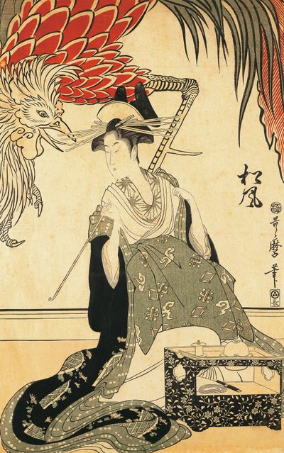 De Oiran Matsuzake met een pijp door Kitagawa Utamaro