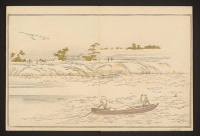 De oevers van de Sumida-rivier in de sneeuw door Kitagawa Utamaro