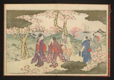 De heuvels bij Gotenyama, Edo, met uitzicht op de baai van Edo door Kitagawa Utamaro