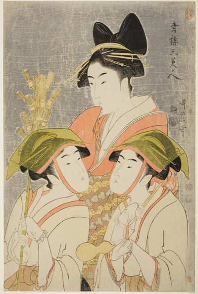 Drie Schoonheden van Yoshiwara (Seiro san bijin) door Kitagawa Utamaro
