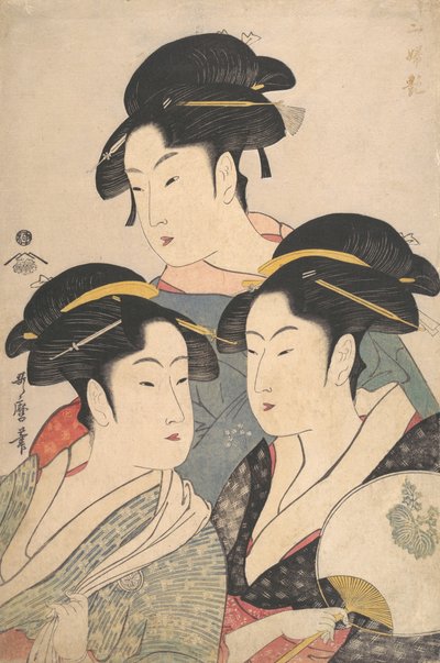 Drie Schoonheden van de Kwansei Periode, ca. 1791 door Kitagawa Utamaro