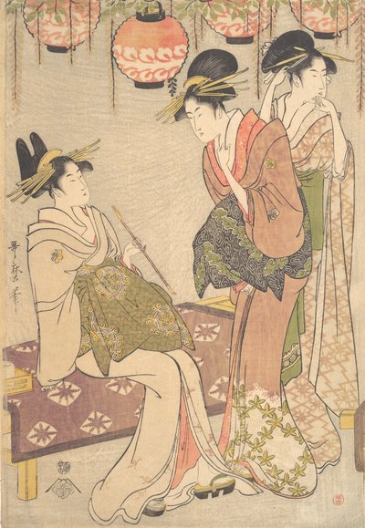 Drie courtisanes door Kitagawa Utamaro