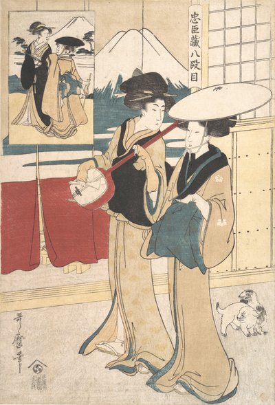 Twee Tori-oi, of Rondtrekkende Vrouwelijke Muzikanten van de Eta Klasse door Kitagawa Utamaro