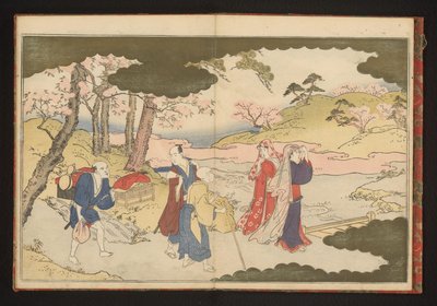 Twee dames bloemen bekijken in Kyoto door Kitagawa Utamaro