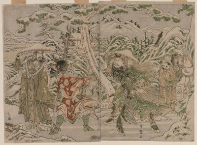 Winterscène uit de Roman van de Drie Koninkrijken door Kitagawa Utamaro