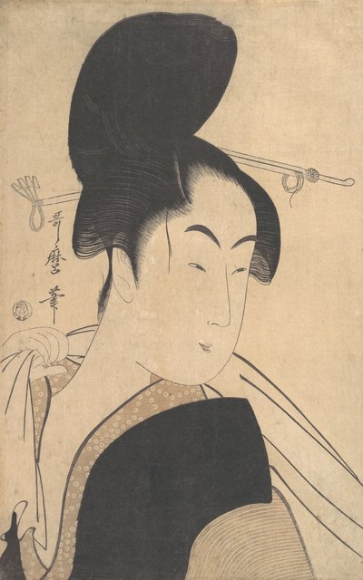 Vrouw na een bad, ca. 1795 door Kitagawa Utamaro