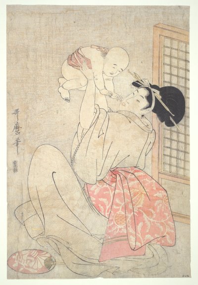 Vrouw en baby door Kitagawa Utamaro