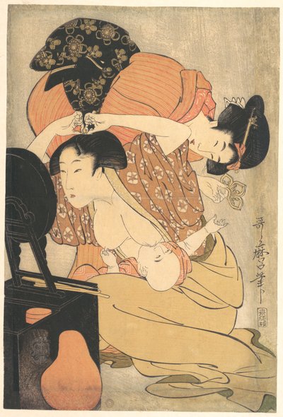 Vrouw en kind door Kitagawa Utamaro