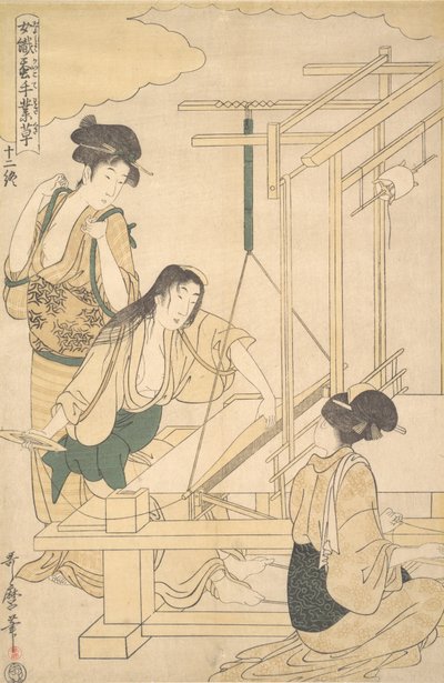 Vrouwen Weven Zijde, ca. 1800 door Kitagawa Utamaro