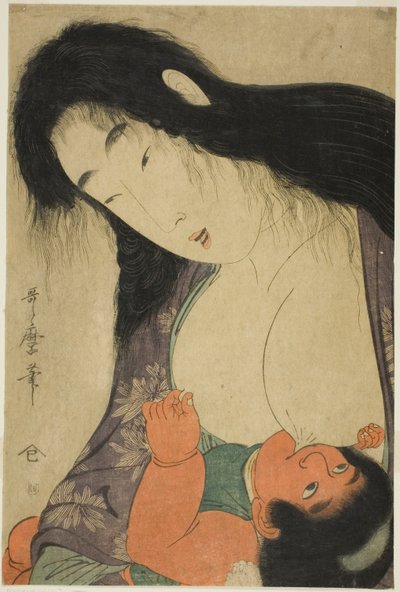 Yamauba borstvoeding gevend aan Kintaro door Kitagawa Utamaro